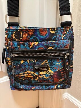 Tyler Rodan Blue Multi Abstract Print Crossbody Bag